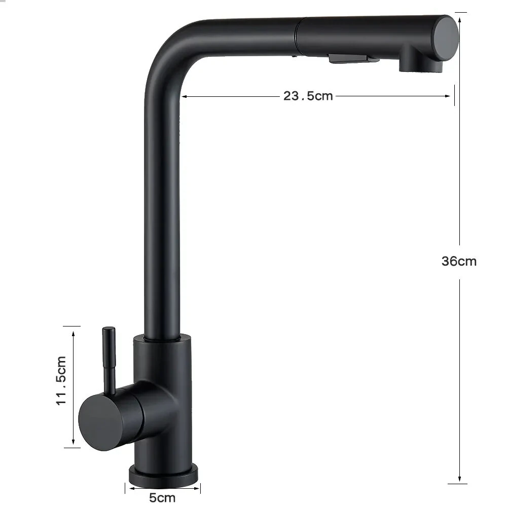 304 Stainless Steel Pull-out Faucet with 2 Modes Pull Out Kitchen Sink Faucet Stainless Steel Hot Cold Water Mixer Tap Spray Nozzle Flexible — view 7