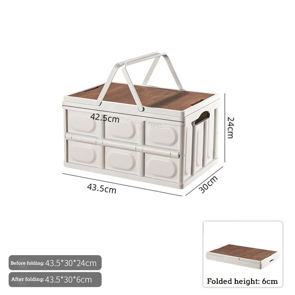 30L Outtdoor Folding Box Storage Box Camping Storage Box Car Trunk Storage Box Wooden Cover Foldable Trunk Storage — view 7