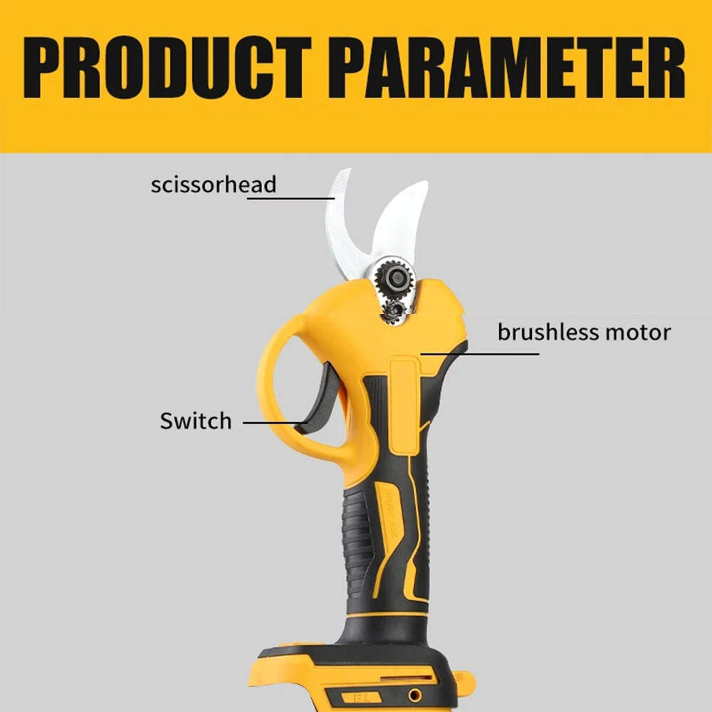 30mm Brushless Rechargeable Wireless Pruning Scissors Efficient Cutting Diameter Portable Electric Tool for Gardening Fruit Trees Potted Plants Safety Switch Quick-Release Blade — view 8