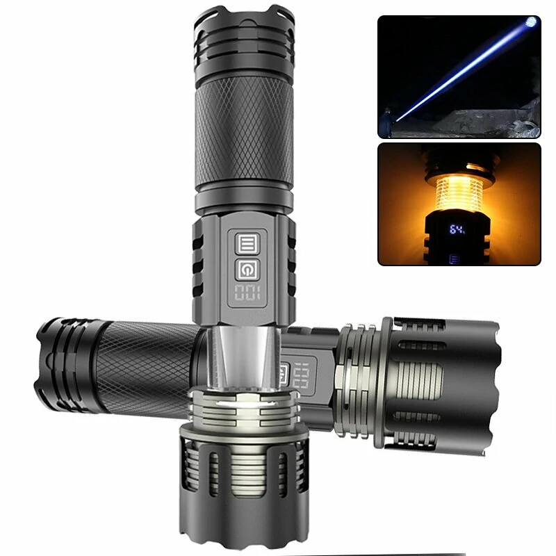 30W LED Powerful Long-Range Flashlight with Multi-Function Zoomable Digital Battery Display Torch — view 5