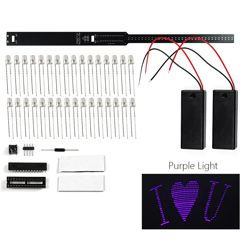 32-bit LED Flashing Light DIY Shaker Kit 8 Pattern Transformations Customizable Graphics Multi-Color LEDs Electronic Soldering Practice Kit — view 4