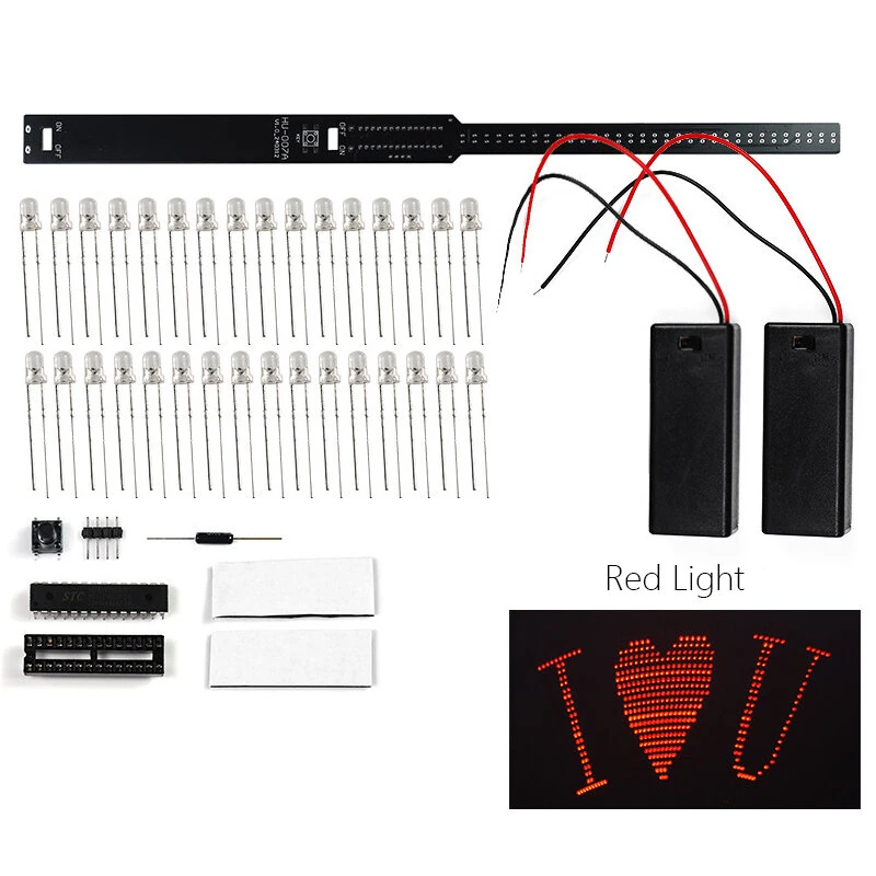 32-bit LED Flashing Light DIY Shaker Kit 8 Pattern Transformations Customizable Graphics Multi-Color LEDs Electronic Soldering Practice Kit — view 6