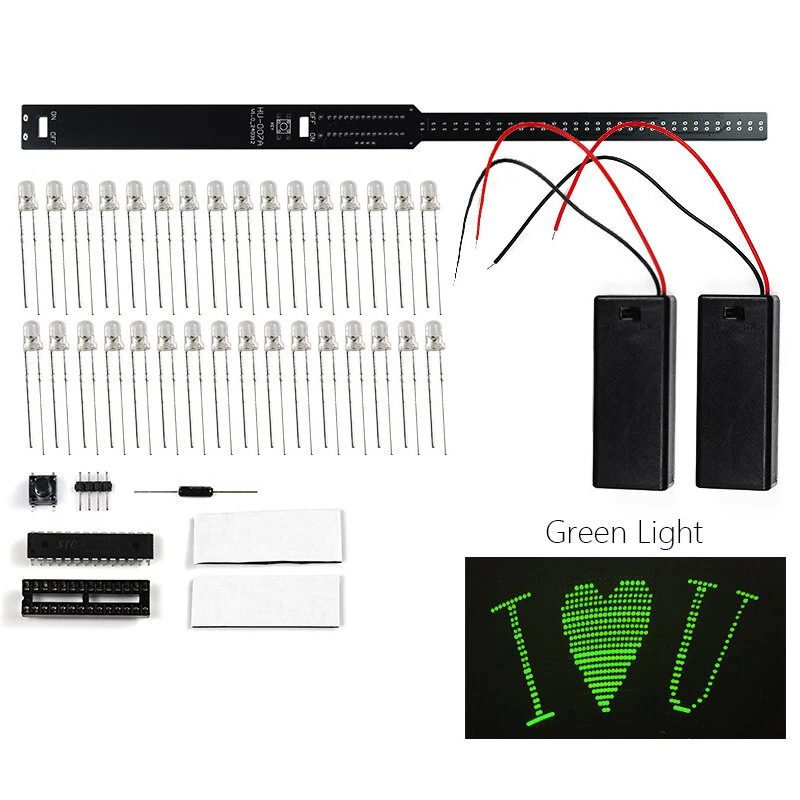 32-bit LED Flashing Light DIY Shaker Kit 8 Pattern Transformations Customizable Graphics Multi-Color LEDs Electronic Soldering Practice Kit — view 8