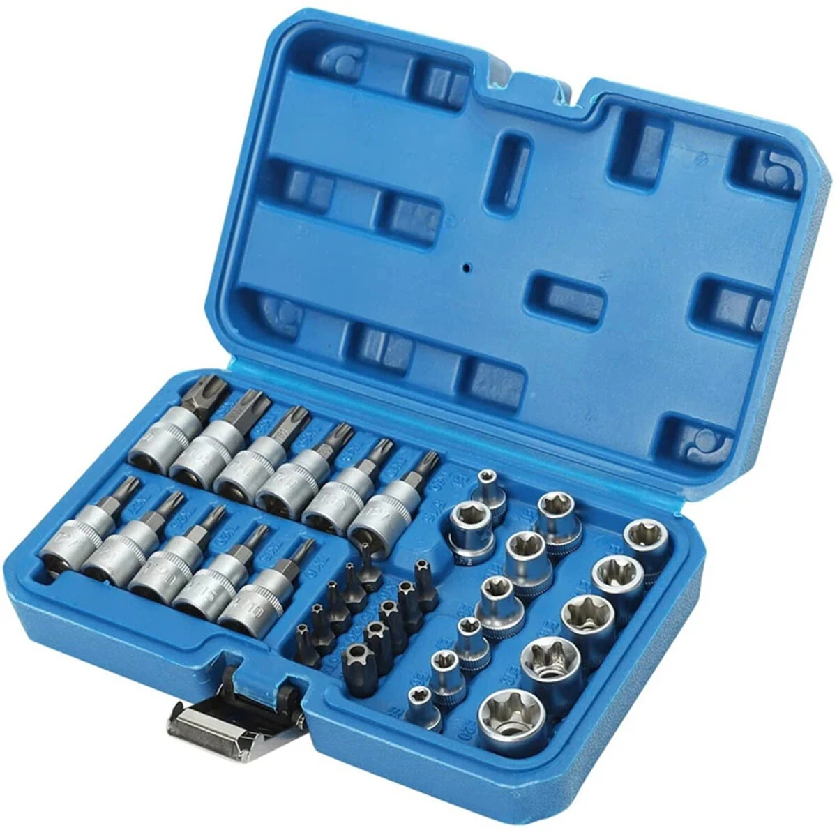 34PCS Torx Bit Socket and E-Torx Star Socket Set 1/4 3/8 1/2 Drive Chrome Vanadium Steel with Storage Case for Automotive and Repair — view 3