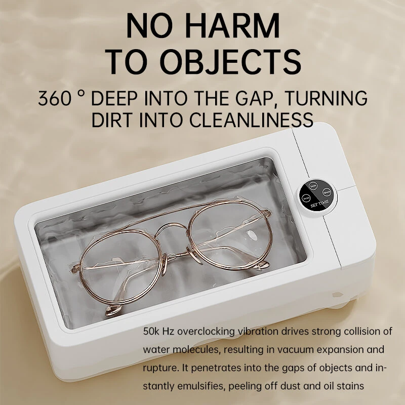 350mL High Frequency Household Ultrasonic Cleaning Machine for Glasses Braces Watch Dentures Jewelry Necklace Cleaning — view 5
