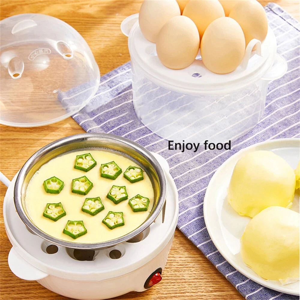 350W Electric Egg Cooker 7 Eggs Capacity 360° Steaming Multifunctional Food-grade Material Quick Heating for Breakfast — view 5