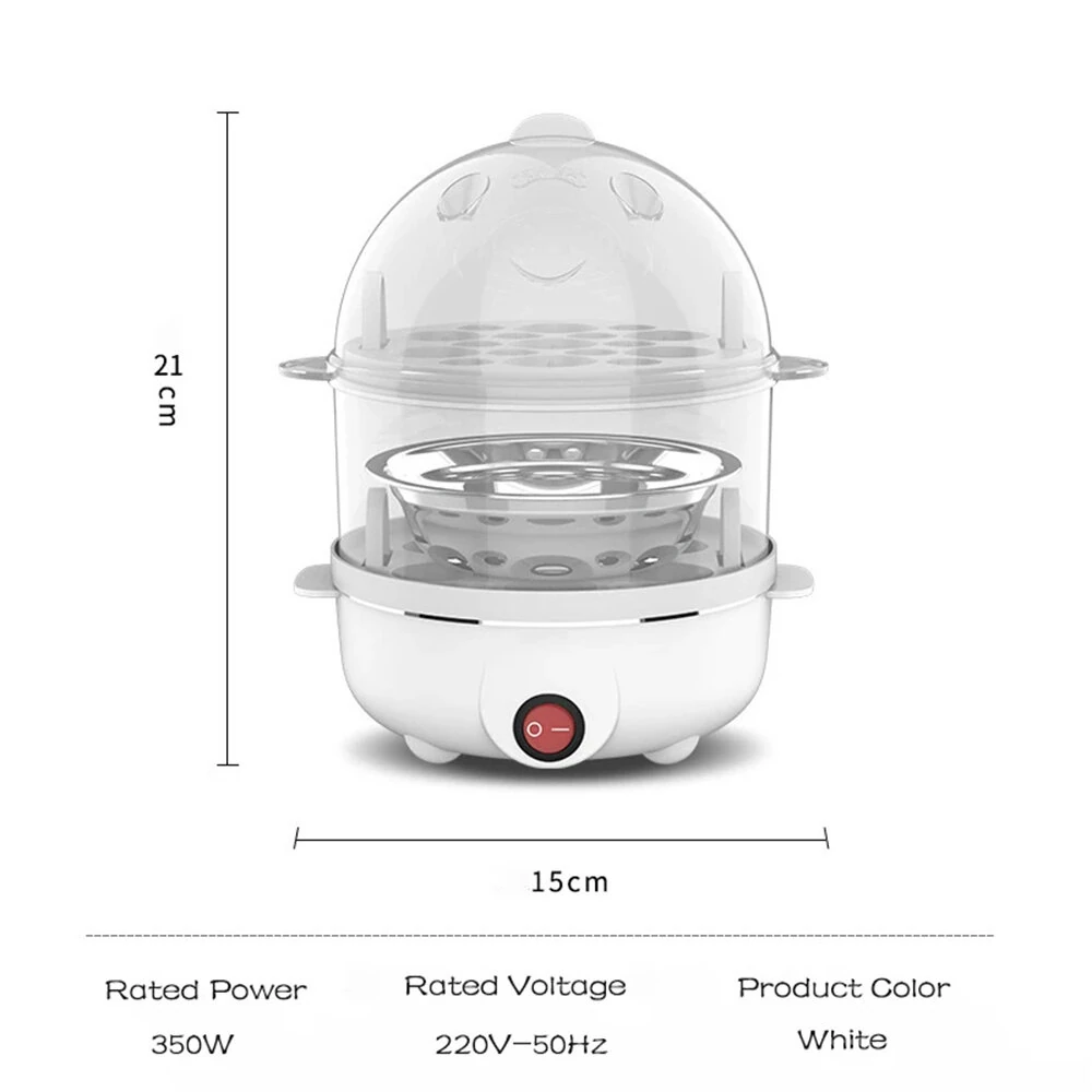 350W Electric Egg Cooker 7 Eggs Capacity 360° Steaming Multifunctional Food-grade Material Quick Heating for Breakfast — view 7