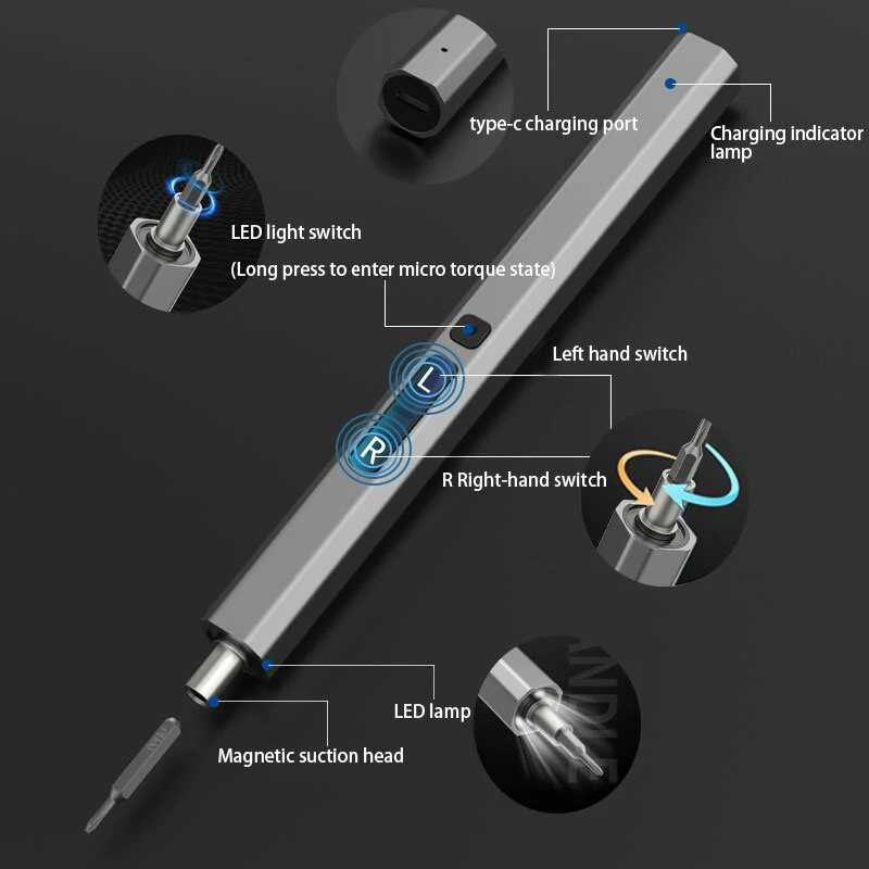 36 In 1 Precision Electric Screwdriver Set Type-C Fast Charging Screwdriver Set with LED Light Phone Repair Electric Tool — view 4