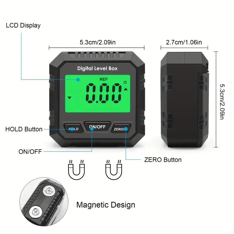 360° Digital Level Angle Gauge Mini Measuring Protractor Inclinometer with Electronic Magnetic Base Backlight Carpenter Tools — view 6