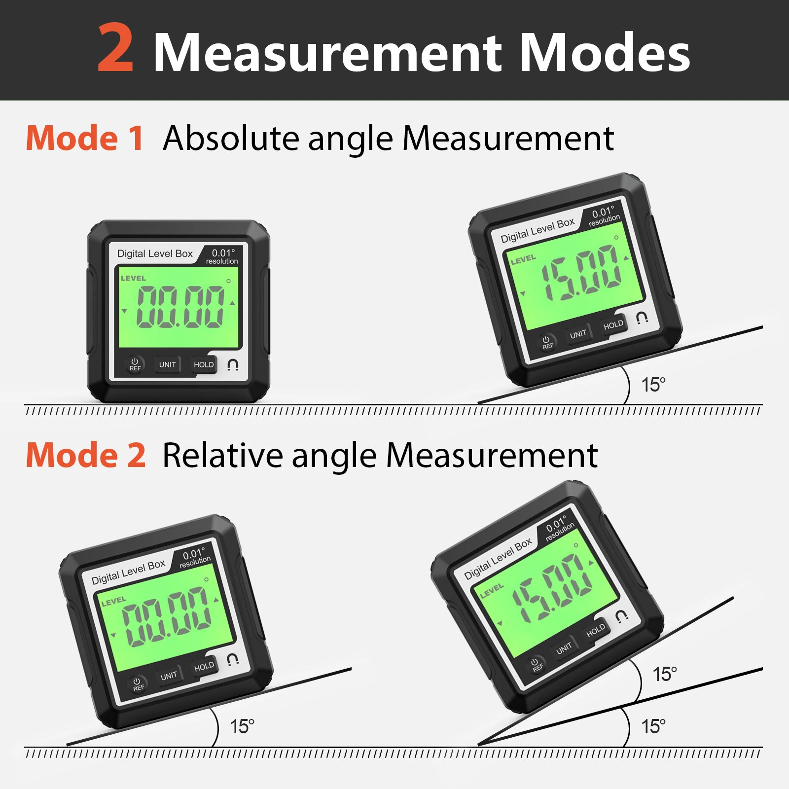 360° Digital Level Angle Gauge Mini Measuring Protractor Inclinometer with Electronic Magnetic Base Backlight Carpenter Tools — view 5