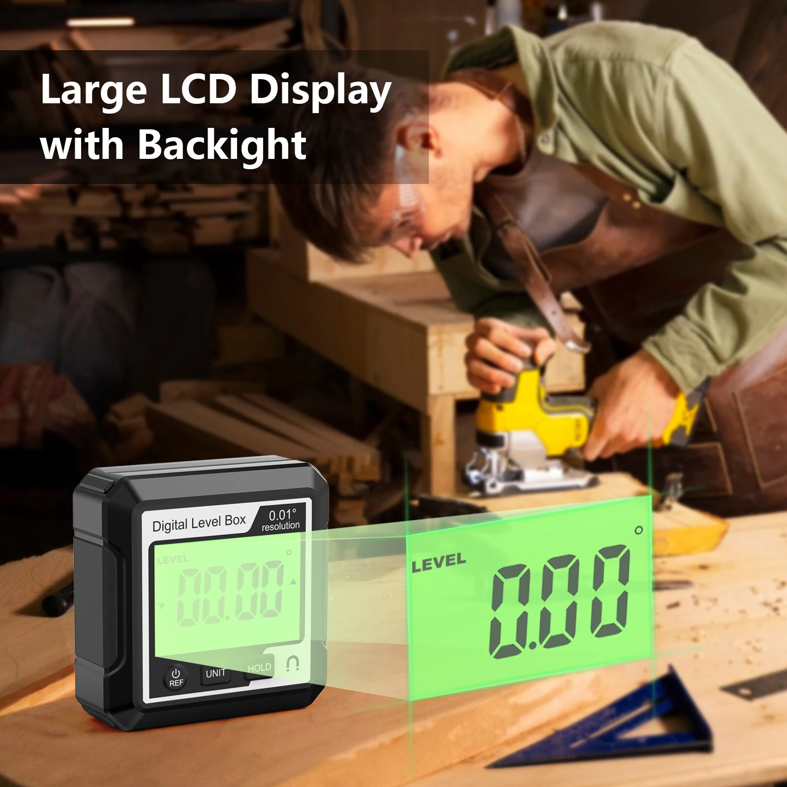 360° Digital Level Angle Gauge Mini Measuring Protractor Inclinometer with Electronic Magnetic Base Backlight Carpenter Tools — view 6