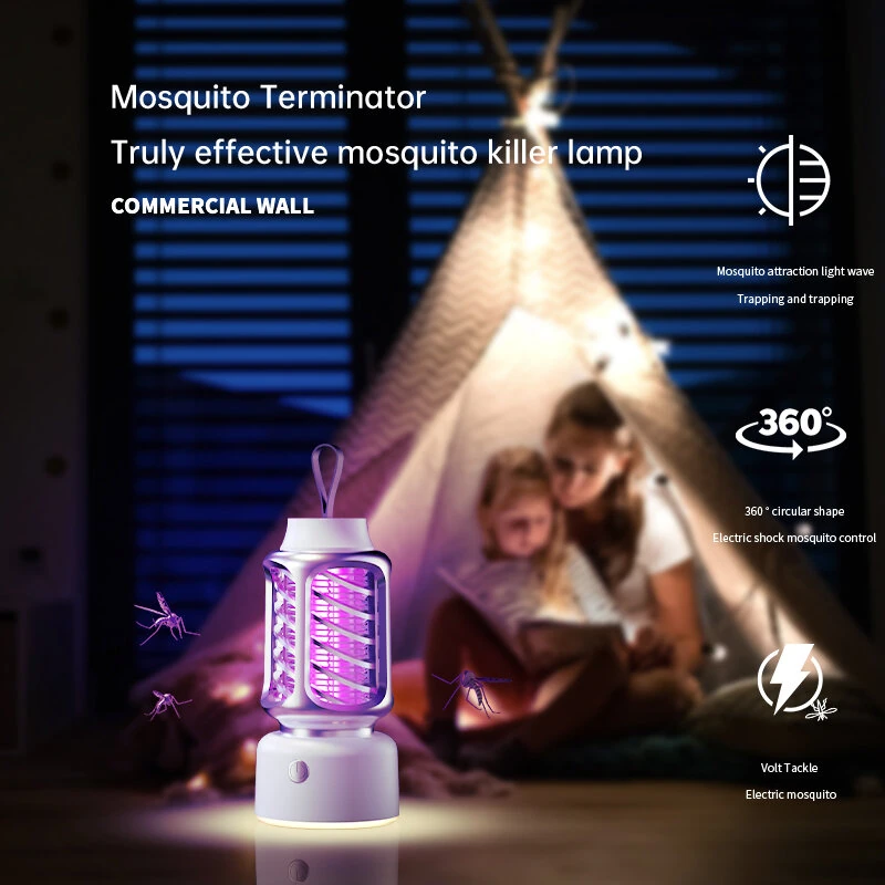 360° Electric Shock Mosquito Killer Lamp USB Charging Portable Household Electric Mosquito Killing Photocatalyst Outdoor Camping Dual Lighting Modes — view 10
