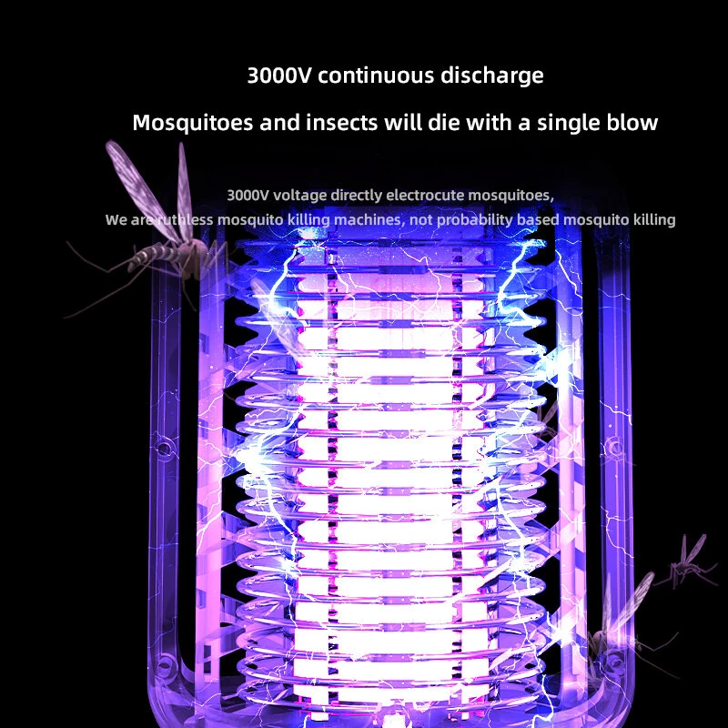 360° Electric Shock Mosquito Killer Lamp USB Charging Portable Household Electric Mosquito Killing Photocatalyst Outdoor Camping Dual Lighting Modes — view 11