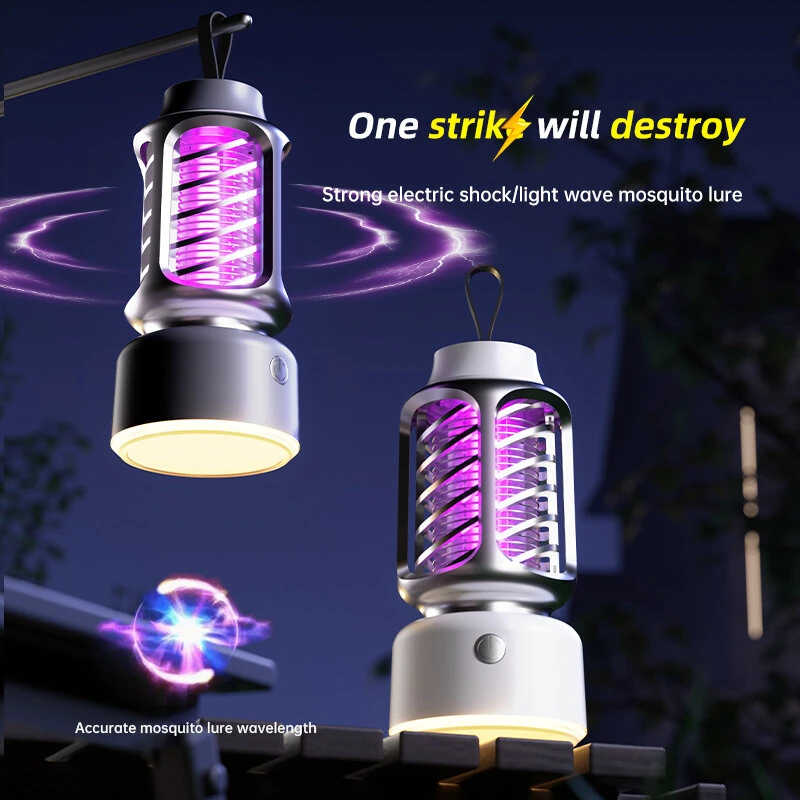 360° Electric Shock Mosquito Killer Lamp USB Charging Portable Household Electric Mosquito Killing Photocatalyst Outdoor Camping Dual Lighting Modes — view 4