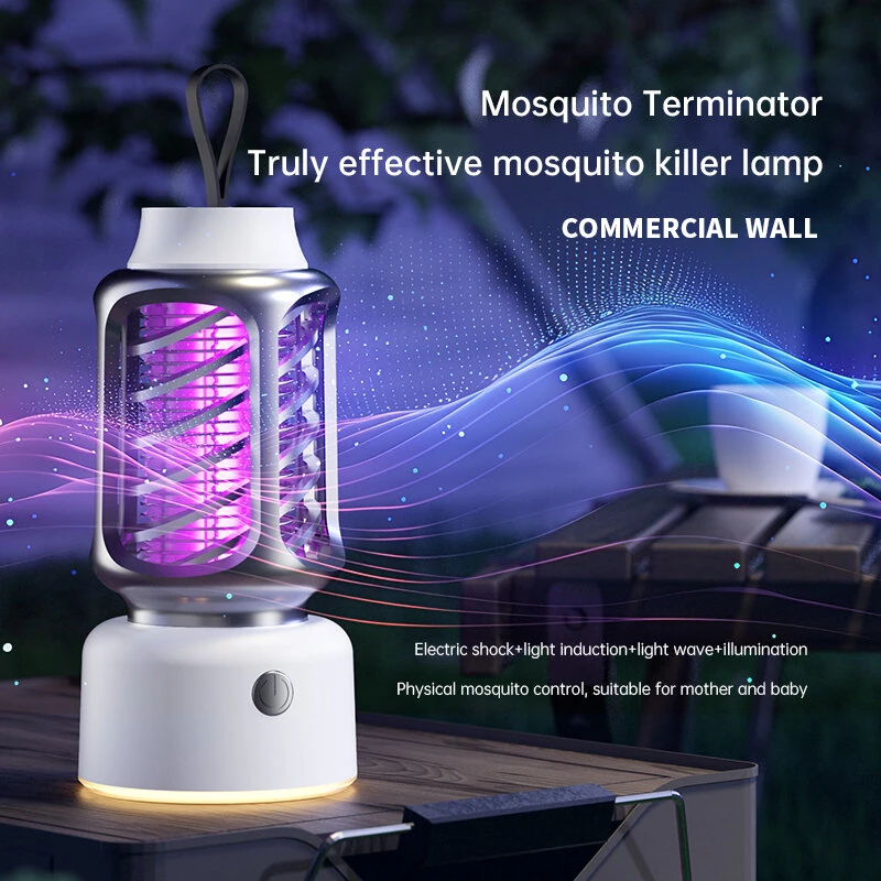 360° Electric Shock Mosquito Killer Lamp USB Charging Portable Household Electric Mosquito Killing Photocatalyst Outdoor Camping Dual Lighting Modes — view 5