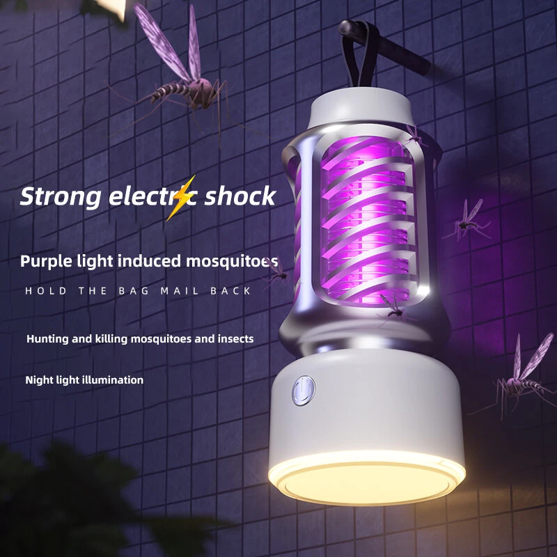 360° Electric Shock Mosquito Killer Lamp USB Charging Portable Household Electric Mosquito Killing Photocatalyst Outdoor Camping Dual Lighting Modes — view 6