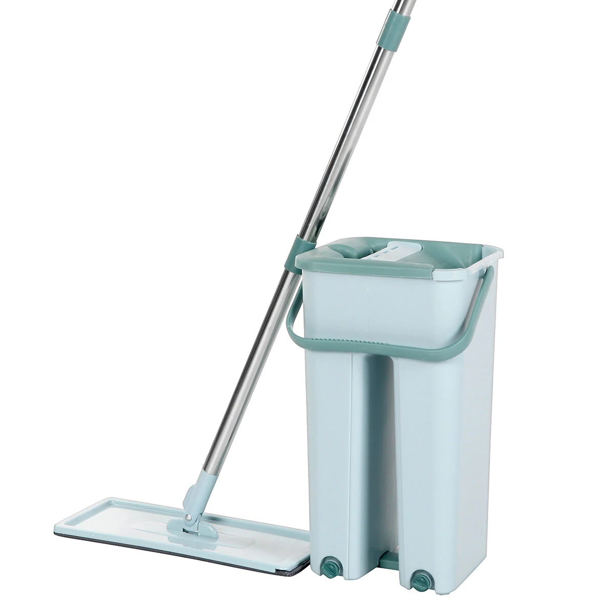 360° Rotation Spin Flat Mop Bucket Set Auto Rebound Hand-free Floor Cleaning — view 3