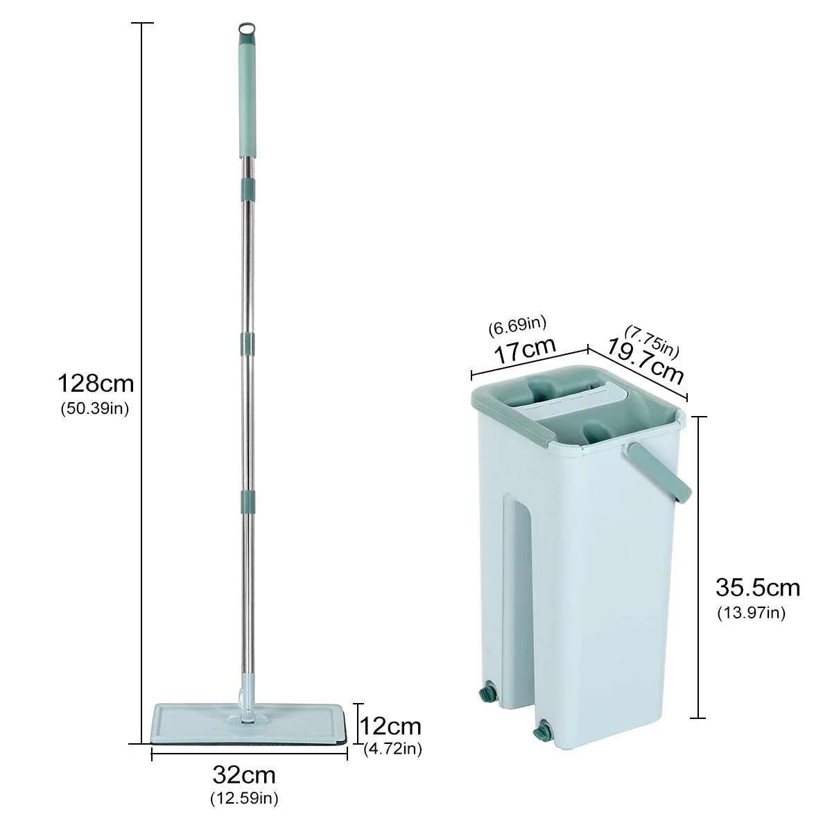 360° Rotation Spin Flat Mop Bucket Set Auto Rebound Hand-free Floor Cleaning — view 9