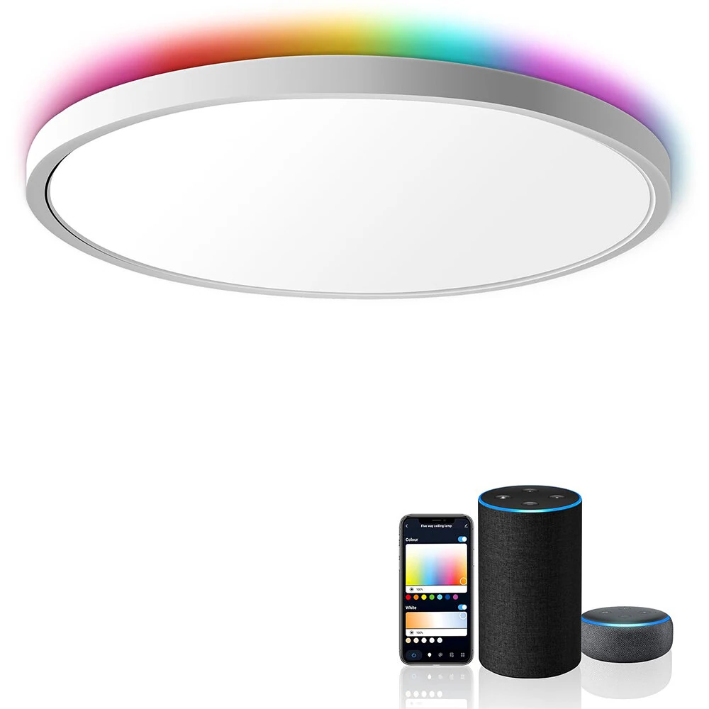 36W 40cm Smart LED Ceiling Light Dimmable 2700K~6500K With RGB Ambient Light Works with Alexa Google Home for Bedroom Living Room — Pricio