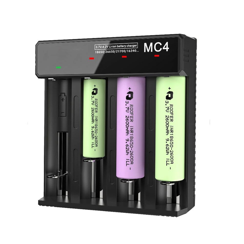 3.7V-4.2V LED Power Indicator TC/CC/CV 3Modes USB Rechargeable 4Slots Lithium Battery Charger 18650/26650/21700 Battery Charger — view 2