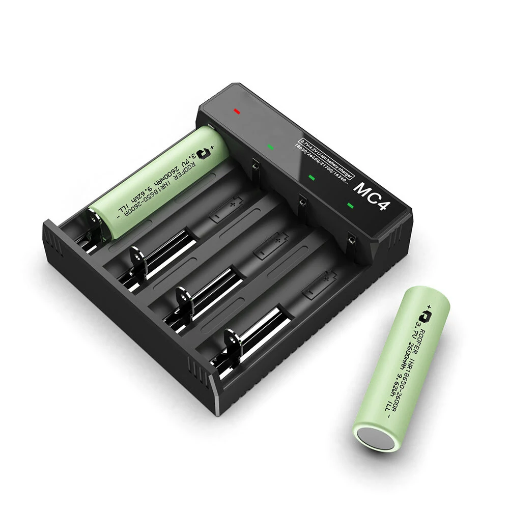 3.7V-4.2V LED Power Indicator TC/CC/CV 3Modes USB Rechargeable 4Slots Lithium Battery Charger 18650/26650/21700 Battery Charger — view 3