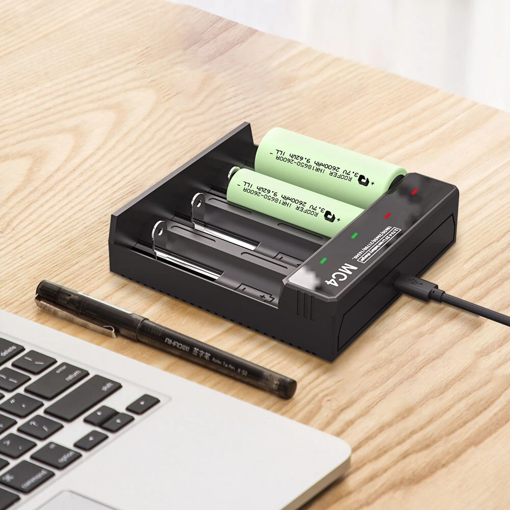3.7V-4.2V LED Power Indicator TC/CC/CV 3Modes USB Rechargeable 4Slots Lithium Battery Charger 18650/26650/21700 Battery Charger — view 9