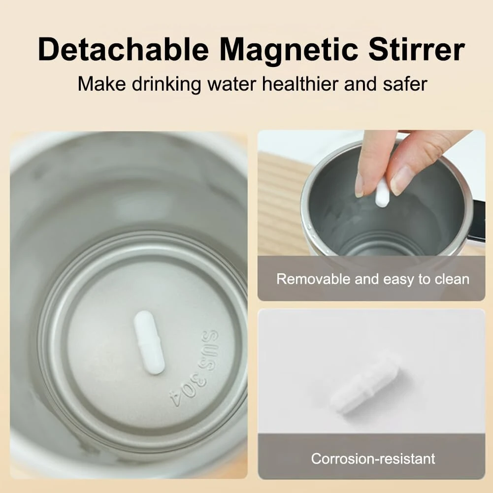 380ML Smart Magnetic Stirring Cup w/LCD & Temperature Detection Self-stirring Coffee Mug Magnetic Stirring Cup Rechargeable Automatic Mixing Cup for Coffee Tea Hot Chocolate — view 7