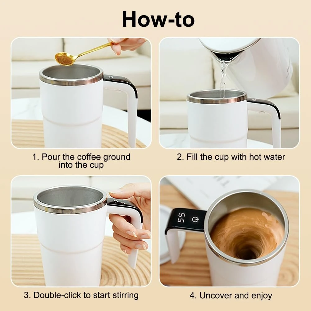 380ML Smart Magnetic Stirring Cup w/LCD & Temperature Detection Self-stirring Coffee Mug Magnetic Stirring Cup Rechargeable Automatic Mixing Cup for Coffee Tea Hot Chocolate — view 9