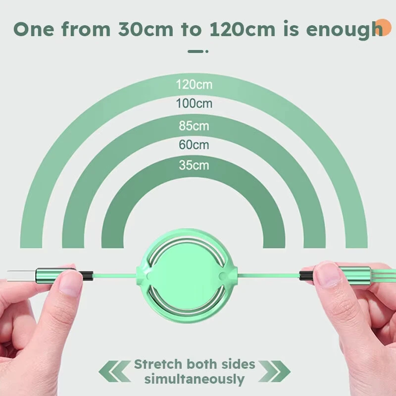 3A 3-in-1 USB-A to iP/Micro/Type-C Retractable USB Cable Fast Charging Copper Core Line 1M Long for iPhone 16 Pro 15 14 13 Pro Max for Samsung Galaxy Z Flip6 for Xiaomi MIX Fold4 for Huawei Mate XT — view 6