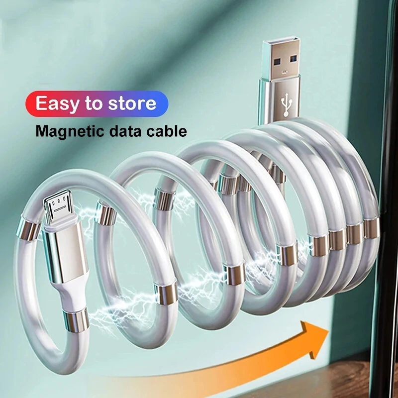 3A USB-A to Type-C Magnetic Stroage Cable Fast Charging Data Transmission Copper Core Line 1M/1.8M Long for iPhone 15 15 Plus for Huawei Pura 70 Ultra for Samsung Galaxy S24 for Xiaomi Civi 4 Pro — view 2