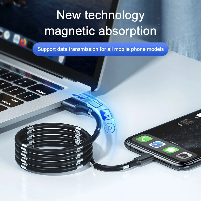 3A USB-A to Type-C Magnetic Stroage Cable Fast Charging Data Transmission Copper Core Line 1M/1.8M Long for iPhone 15 15 Plus for Huawei Pura 70 Ultra for Samsung Galaxy S24 for Xiaomi Civi 4 Pro — view 5