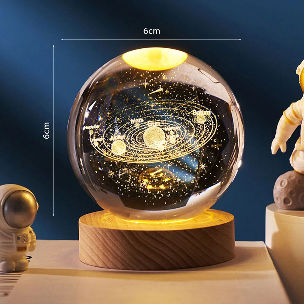 3D Crystal Ball Night Light With Led Wooden Lamp Base Bedside Light Home Decor Christmas Gift Night Lamp — view 7
