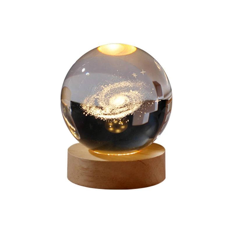3D Crystal Ball Night Light With Led Wooden Lamp Base Bedside Light Home Decor Christmas Gift Night Lamp — view 9