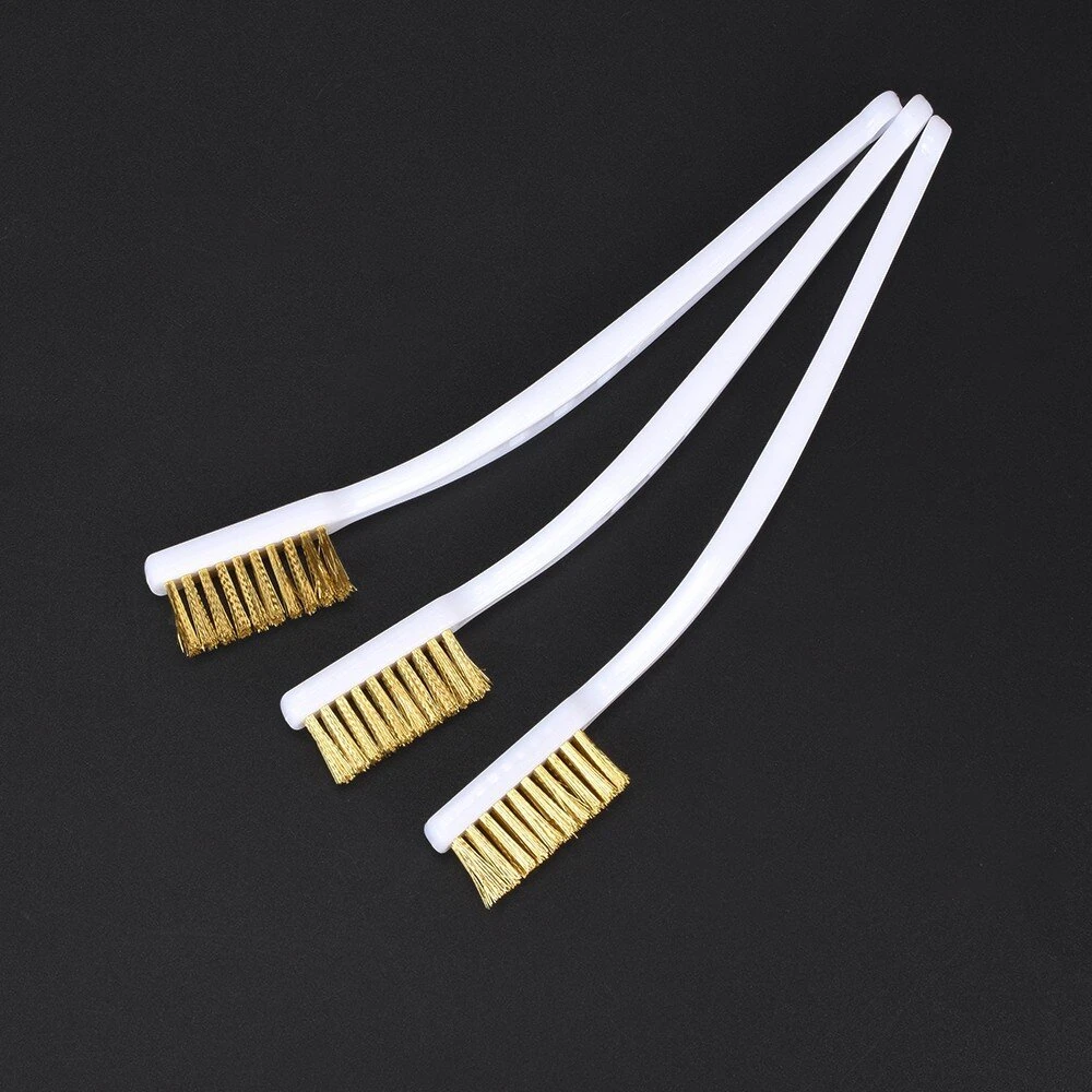 3Pcs Nozzle Cleaning Brushes Copper Wire Rust Remover Industrial Wire Brush Set for 3D Printer Hot Bed Machinery Metal Parts — view 2