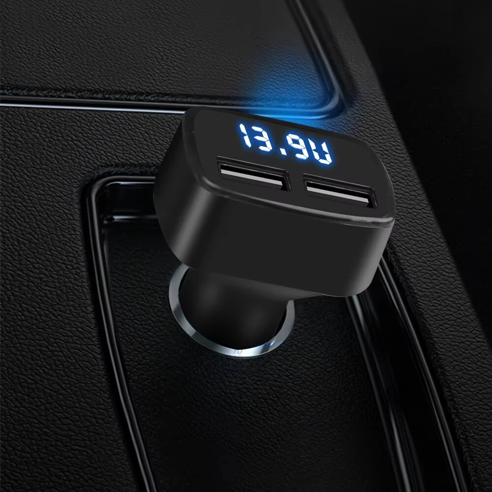 4 In 1 Car Charger Quick Charge 3.1A Dual Usb LCD Display with Temperature/voltage/current Meter Tester Adapter Digital Display — view 7