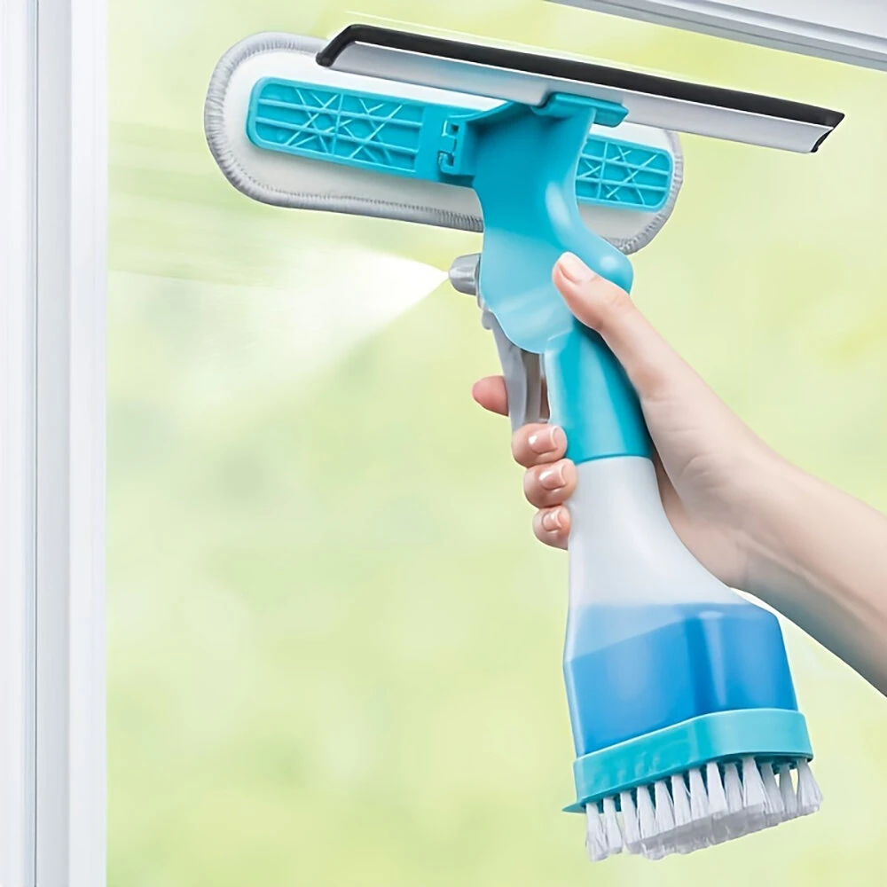 4-in-1 Home Glass Cleaning Brush Glass Cleaning Brush Multi-function Window Cleaner Creative Household Cleaning Tools Suitable for Bathroom Mirror Window Glass Tile — Pricio