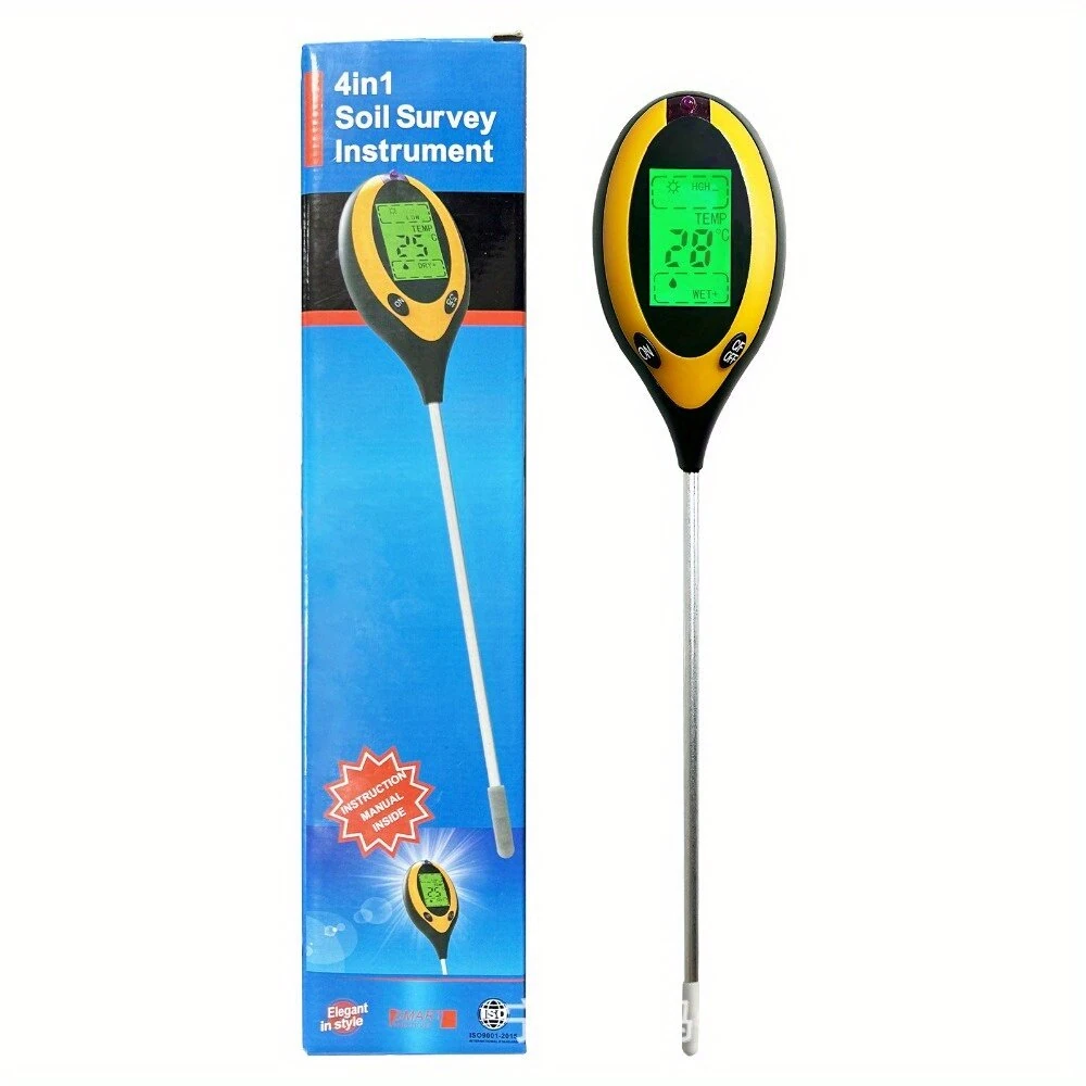 4 in 1 Professional Soil Tester Moisture PH Temperature Sunlight Intensity Meter Digital Display Soil Tests — view 11
