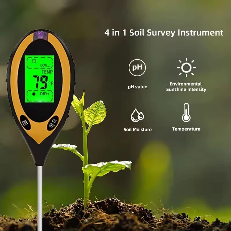 4 in 1 Professional Soil Tester Moisture PH Temperature Sunlight Intensity Meter Digital Display Soil Tests — view 3