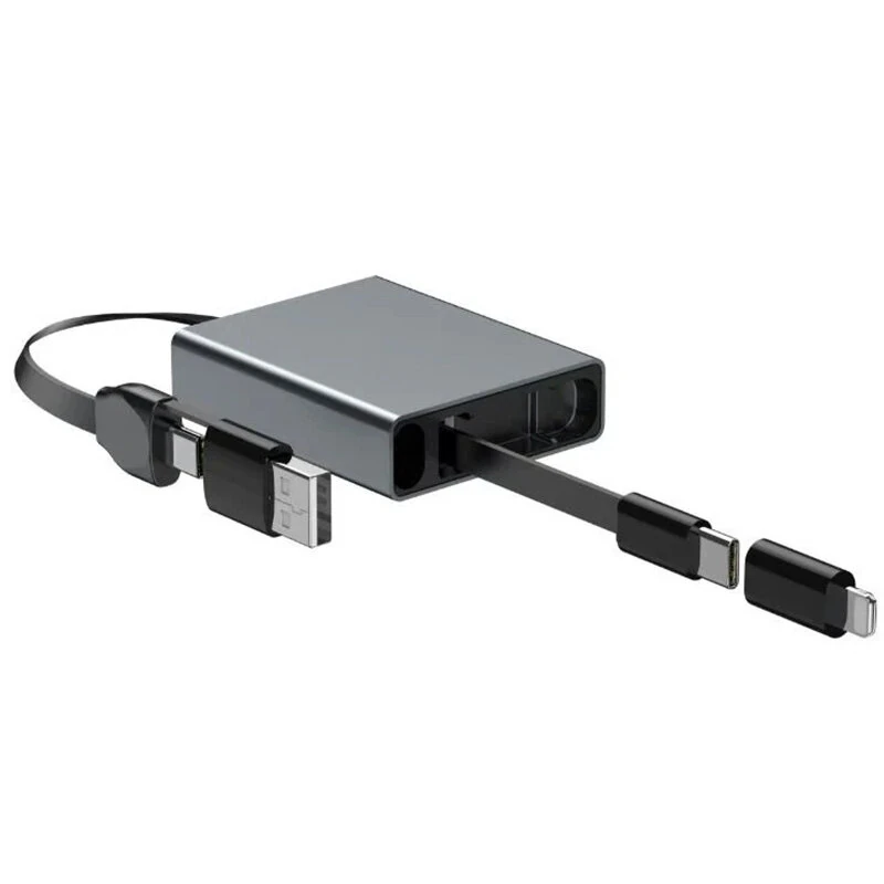 4-in-1 Telescopic USB Cable Box PD66W USB-A/USB-C to USB-C Fast Charging with iP Adapter for iPhone 17 17Pro 16 Pro Max 15 14 for Samsung for iPad Pro for ASUS Lenovo Laptops — view 2