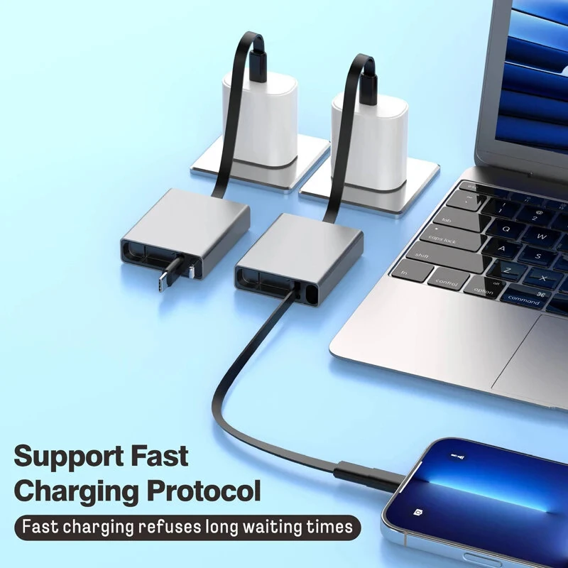 4-in-1 Telescopic USB Cable Box PD66W USB-A/USB-C to USB-C Fast Charging with iP Adapter for iPhone 17 17Pro 16 Pro Max 15 14 for Samsung for iPad Pro for ASUS Lenovo Laptops — view 4