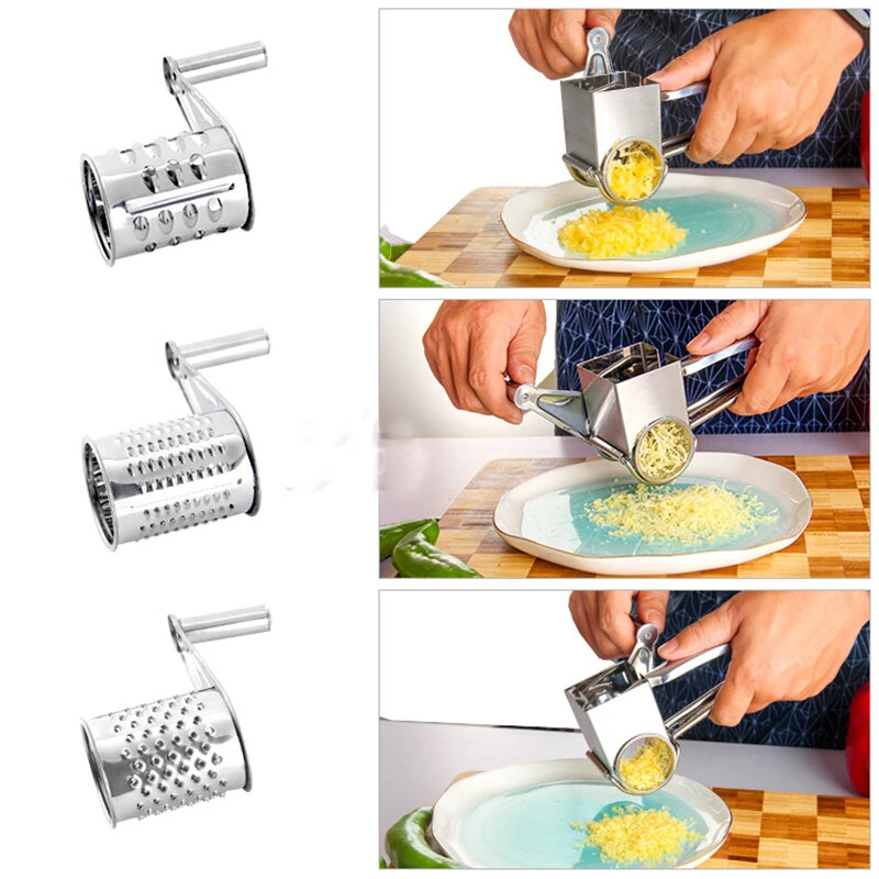 4 PCS Handheld Stainless Steel Rotary Cheese Grater Kitchen Tool Garlic Carrot Cutter Slicer Shredder Grinder — view 5