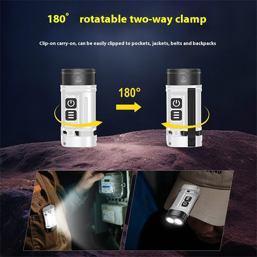 410LM Aluminum Alloy EDC Keychain Flashlight Built-in 14500 Battery High Power LED Torch USB Rechargeable Portable Magnetic Clip Light — view 4