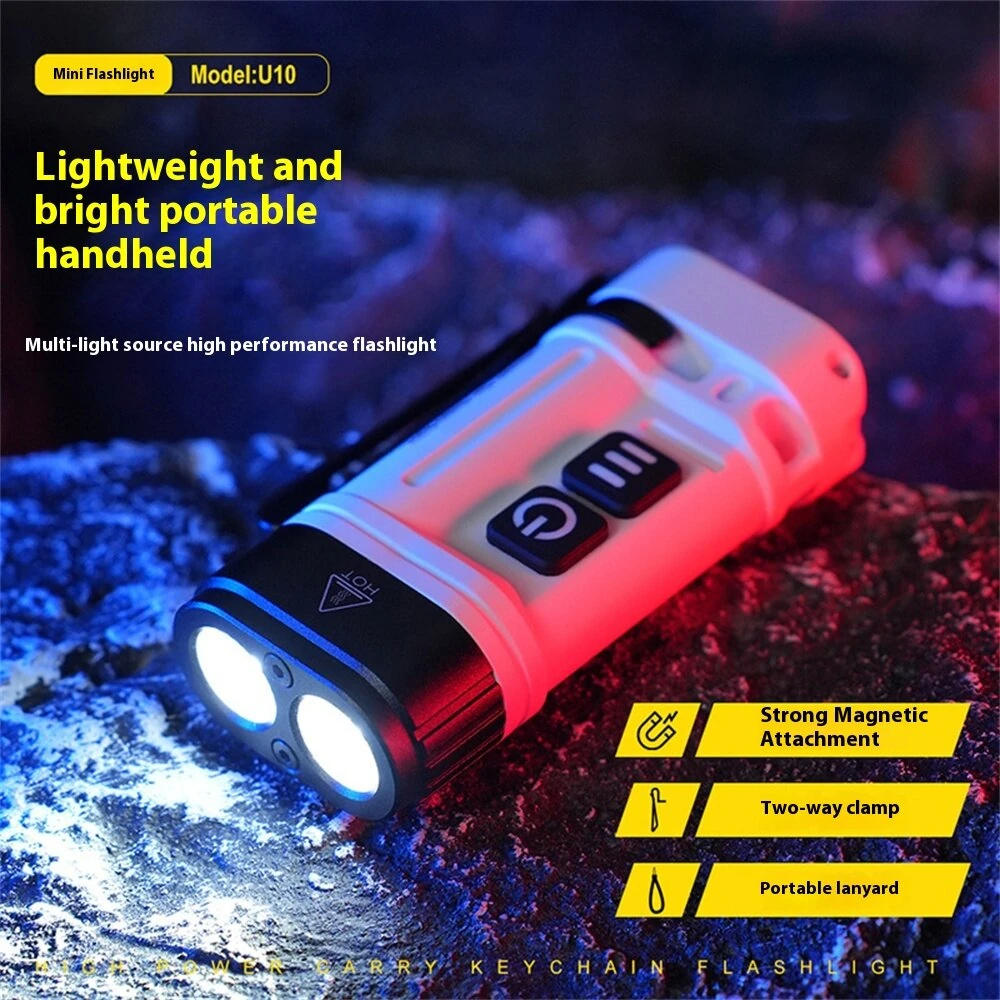 410LM Aluminum Alloy EDC Keychain Flashlight Built-in 14500 Battery High Power LED Torch USB Rechargeable Portable Magnetic Clip Light — view 7