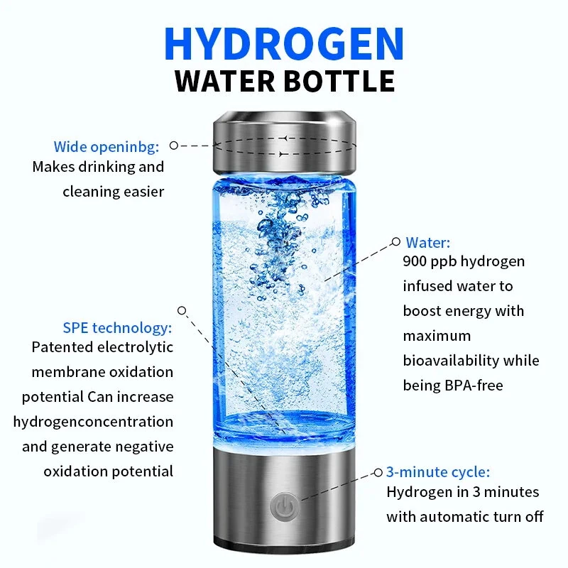 420ML Portable Electrolytic Hydrogen-rich Water Cup Hydrogen Rich Water Cup Electric Hydrogen Rich Water Generator Bottle Quality Filter Titanium Portable Antioxidant Lonizer — view 6