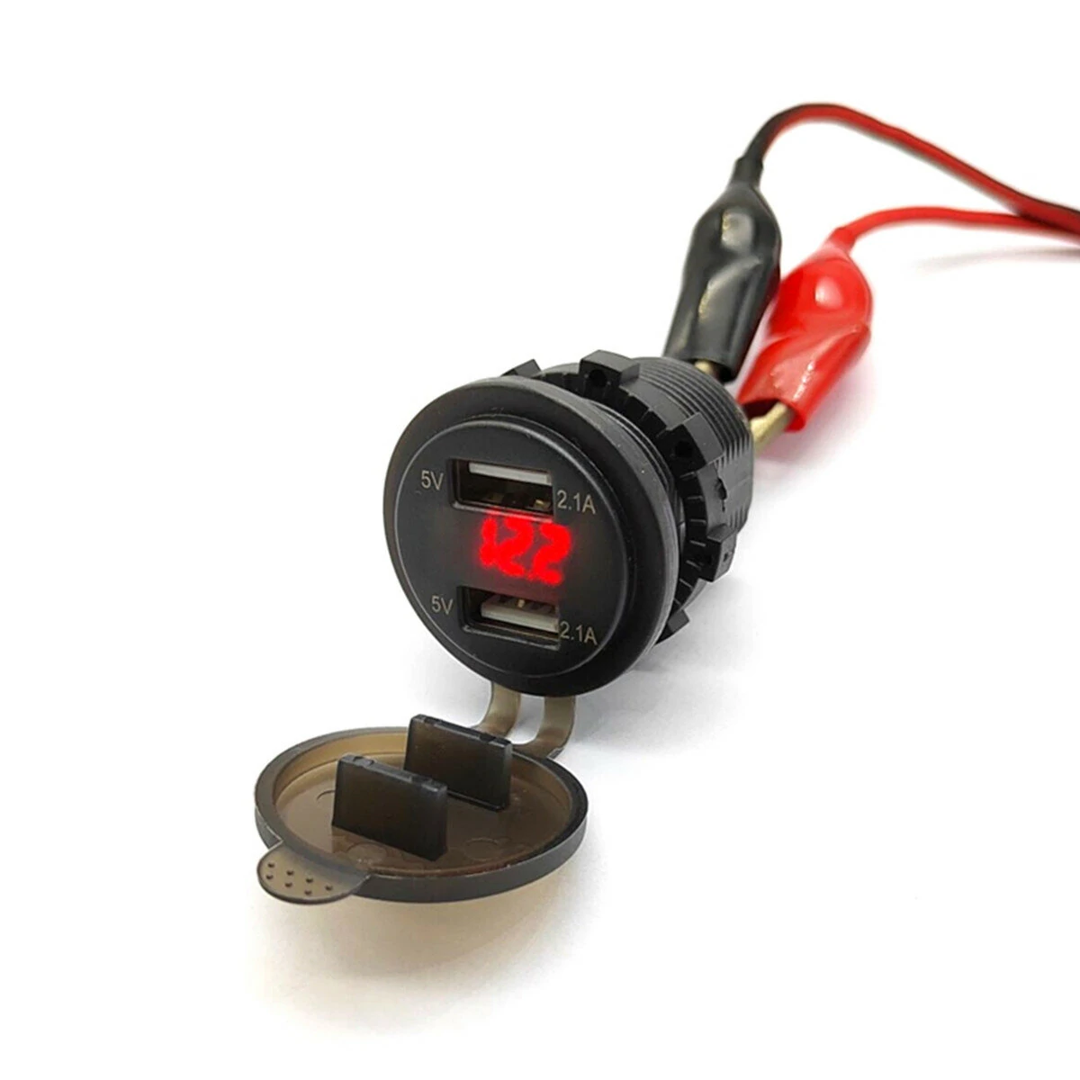 4.2A Waterproof Car 2 Port Dual USB Charger Socket Power Outlet with LED Voltmeter for 12-24V Car Boat Marine ATV Motorcycle — view 7