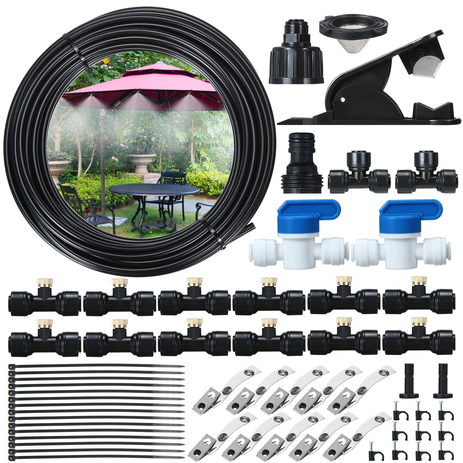 44PCS 15FT Misting Cooling System PE Spray Water Systemfor Garden Landscaping Greenhouse — Pricio