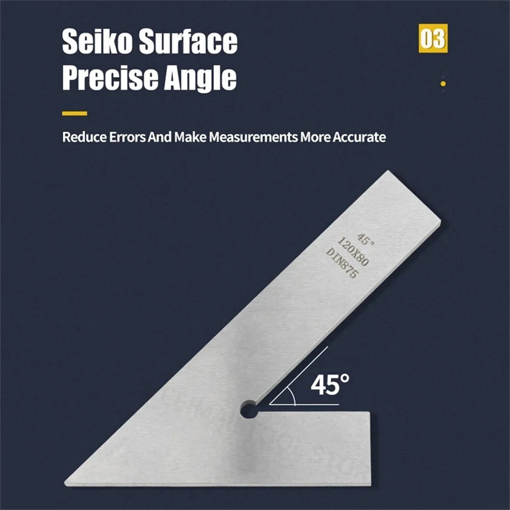 45 Degree Flat Edge Square Ruler For Carpentry Measurment Try Square Carpenter Tools Woodworking Metal Angle Ruler Set Squares — view 4