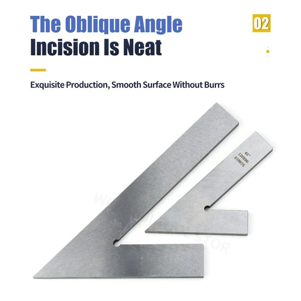 45 Degree Flat Edge Square Ruler For Carpentry Measurment Try Square Carpenter Tools Woodworking Metal Angle Ruler Set Squares — view 6