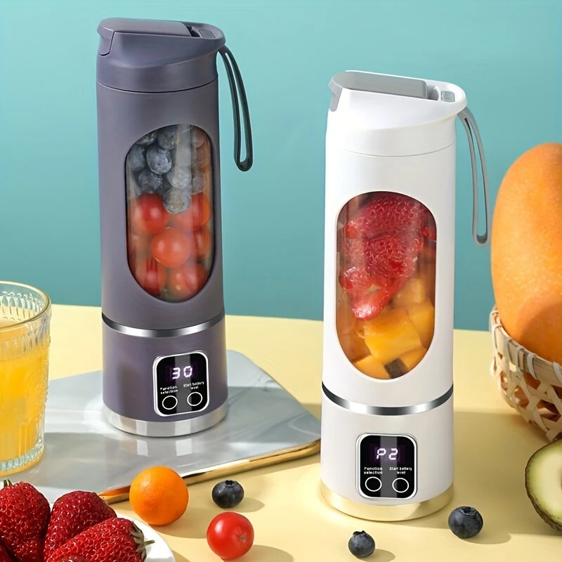 450ml Fruit Juicer 8 Blades 3 Gears USB Rechargeable Portable Blender Ice Blender for Shakes and Smoothies Powerful Motor Digital Display Juice Cup — Pricio