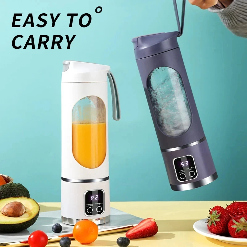 450ml Fruit Juicer 8 Blades 3 Gears USB Rechargeable Portable Blender Ice Blender for Shakes and Smoothies Powerful Motor Digital Display Juice Cup — view 4